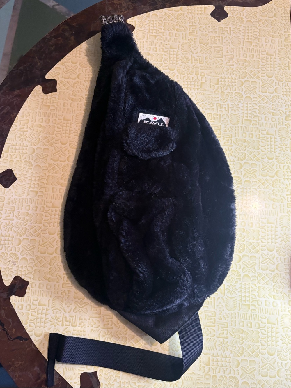 Kavu Black Plush Rope Sling Backpack